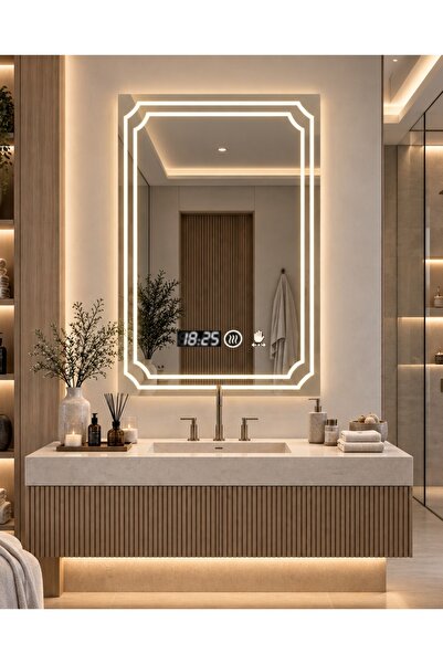 Magic Time DECORIALE Καθρέφτης LED με Αισθητήρα Κίνησης, Αποθαμβωτή, Ρολόι κα...
