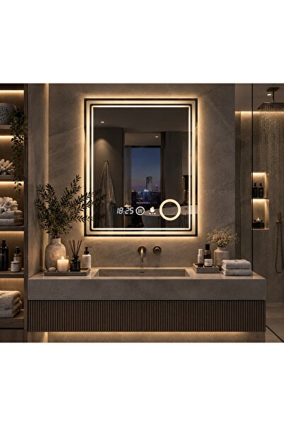 Magic Time DECORIALE Καθρέφτης LED με Αισθητήρα Κίνησης, Αποθαμβωτή, Ρολόι, Θ...