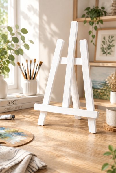 kutuTR Masaüstü Şövale, Ahşap, Mini Şövale, Üç Ayaklı, Resim Şövalesi, Ressam...