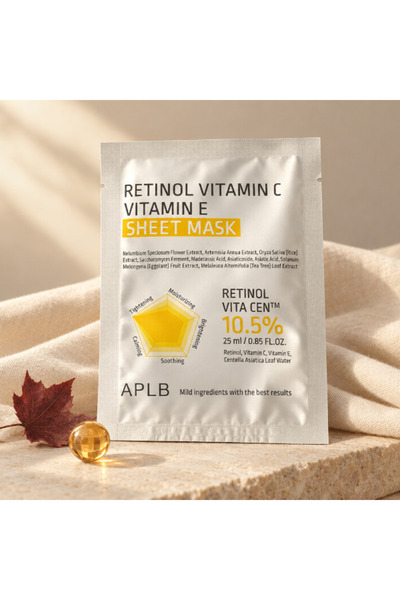 APLB - Mască șervețel cu retinol, vitamina C, vitamina E și Centella Asiatica...
