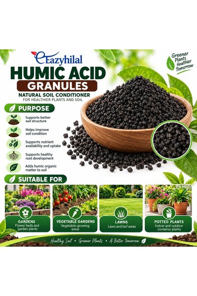 Generic Eazyhilal Organic Soil Conditioner, Natural Humic Substance, Water-Soluble Humic Acid Granules Fertilizer for Plants, Vegetables, Fruits, Flowers & Gardens, 250g / 500g, 500 Grams