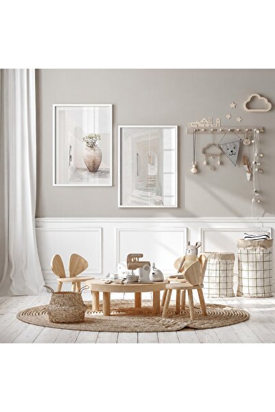 KEYFHOME Santorini set od 2 uokvirena MDF slika, poster za dekoraciju zidova ...