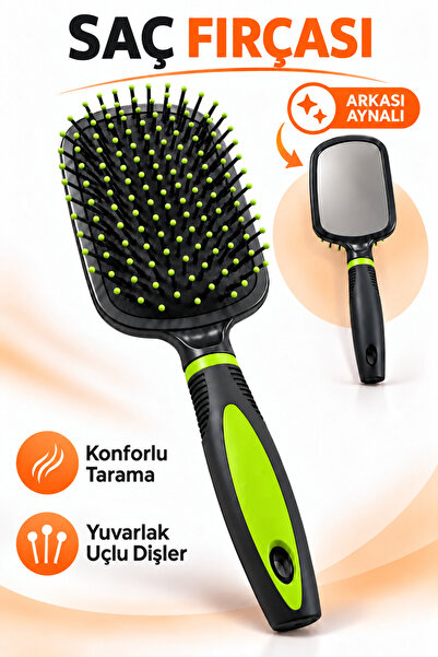 GÜZELYÜZ AVM Aynalı Saç Fırçası Tarak Konforlu Yuvarlak Uç Tarama