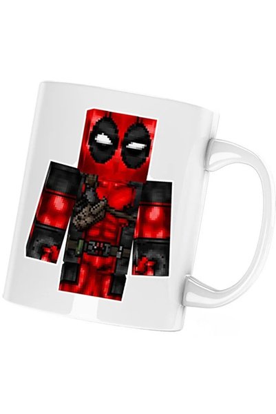 INOVATIX Cană Deadpool Minecraft Roblox Skin, albă, 330 ml