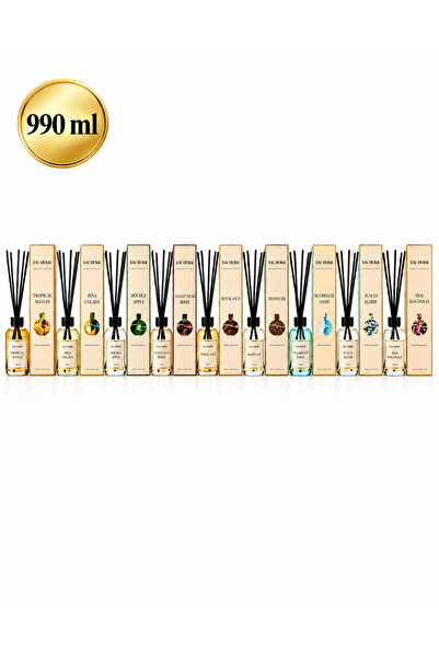 Eau Dubai Set of 9 room air fresheners with sticks, Tropical Mango + Pina Col...