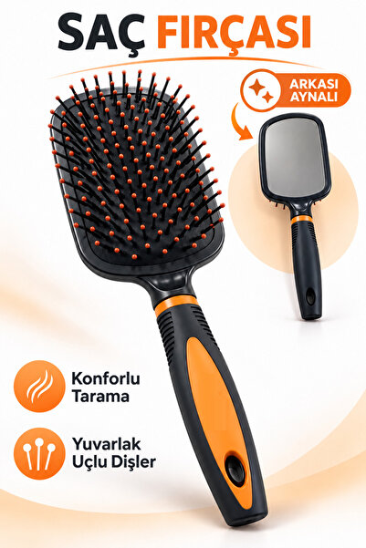 GÜZELYÜZ AVM Aynalı Saç Fırçası Tarak Konforlu Yuvarlak Uç Tarama