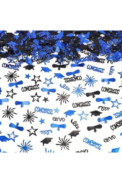 GENERAL 2026 Graduation Cap Confetti for Table Decorations, Sparkly Blue Blac...