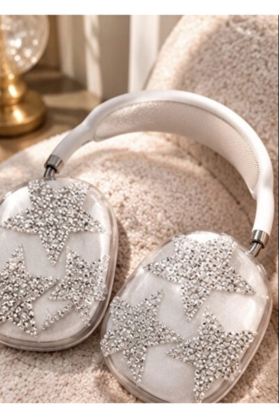Didosh Party House AirPods Max/Max2 Uyumlu Taşlı Yıldız Desenli Şeffaf Kulakl...