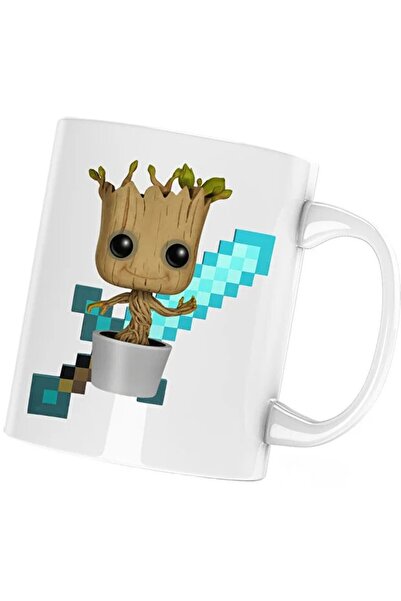 INOVATIX Cana Baby Groot Minecraft Diamond Sword Bebe, alba, 330 ml