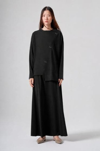 Ceremony 921 Stone-Detail Bora Suit with Flared Skirt Black
