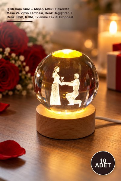 Yenilig 10 Pieces of Illuminated Glass Globes – Decorative Table and Showcase...