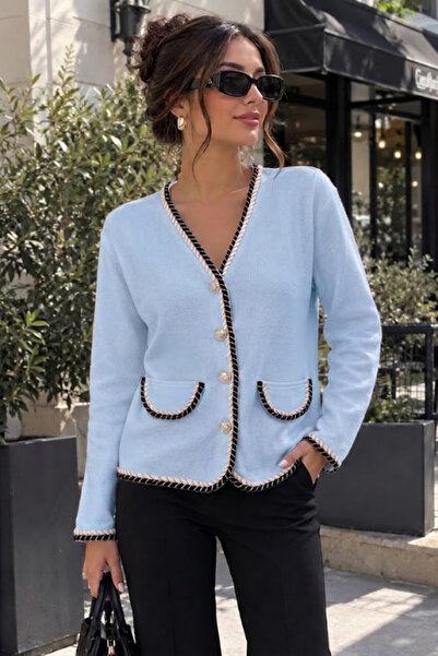 QBZ Gold Buttoned Belted Women's Cardigan