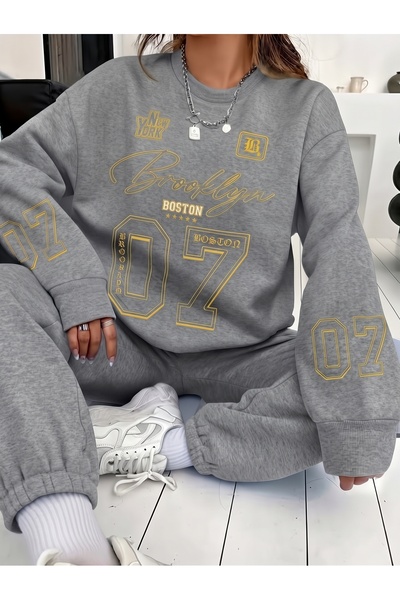 one button Unisex Men'S/Women's Brooklyn Premium Yellow Detailed Printed Crew...