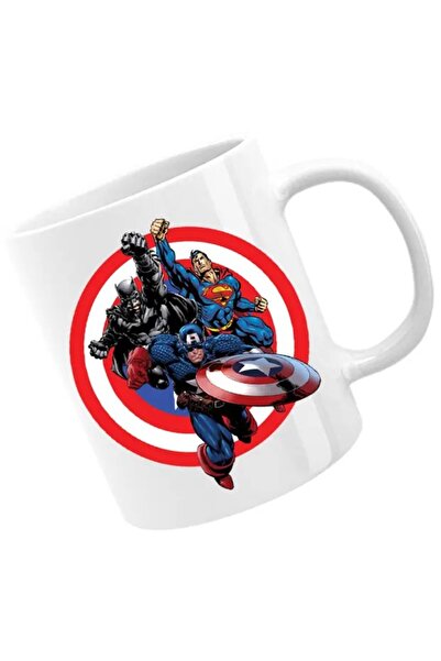 INOVATIX Cana Captain America Superman Batman Fight Around World, albă, 330 ml
