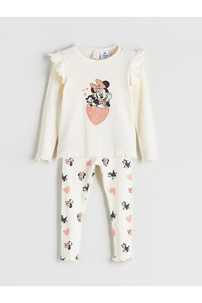 LC Waikiki Minnie Mouse Printed T-Shirt and Leggings for Baby Girls 2 Pieces