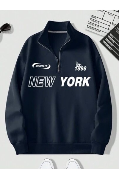 Vordevia Hanorac unisex pentru femei și bărbați, cu imprimeu New York, cu jum...