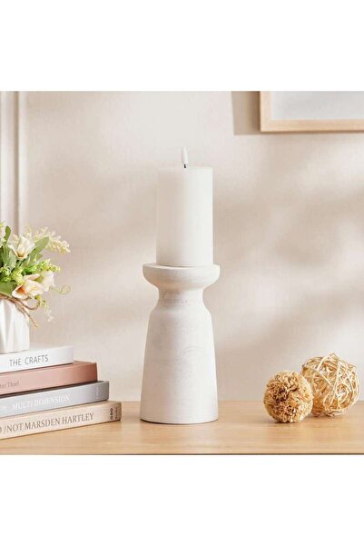 Generic Alida Wooden Pillar Candle Holder 10x20cm - White - 112AIC9902887