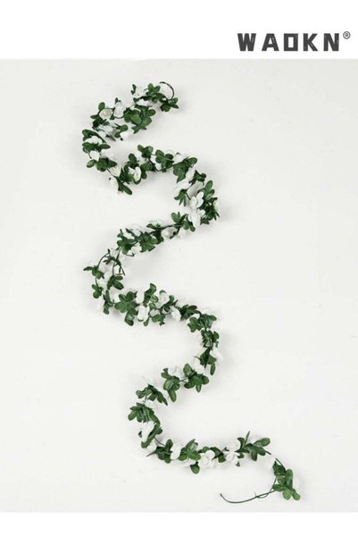 Generic 45-Heads Artificial White Rose Flower Garland, 2.4M Fake Rose Vine Ha...