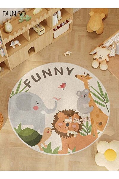 Generic Round Rug, Animals Large Non Slip Super Soft Plush Area Rug for Kids ...
