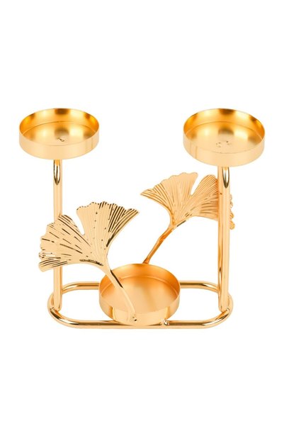 Generic HANNEA® Gold Metal Candle Holder, Ginkgo Leaf 3 Stands Candle Holder,...