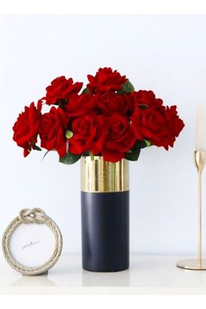 Generic 10-Piece Artificial Roses Bouquet Home Decoration Realistic Flower Red