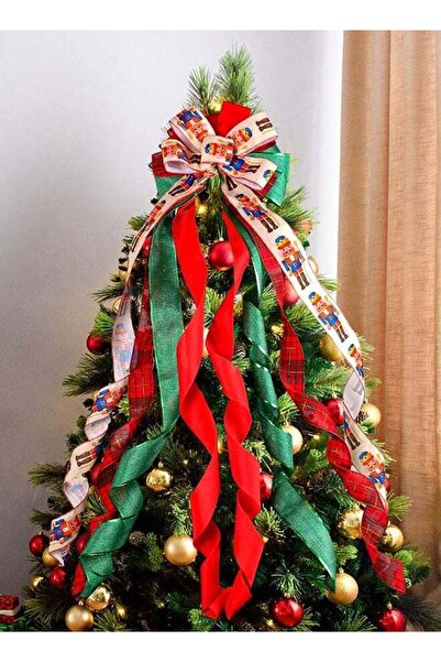 Generic Christmas Tree Topper Bow Wreath, 49x12 Inches Large Red Green Dot St...