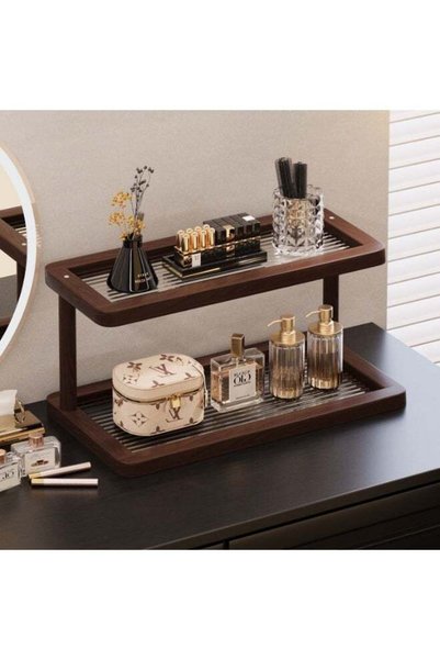 Generic Men's & Women's Cologne & Perfume Wooden Storage Rack, Double-Layer D...