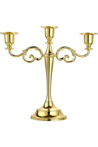 Generic 3 Arms Metal Candelabra, European Retro Elegant Candle Holder, 10.6 I...