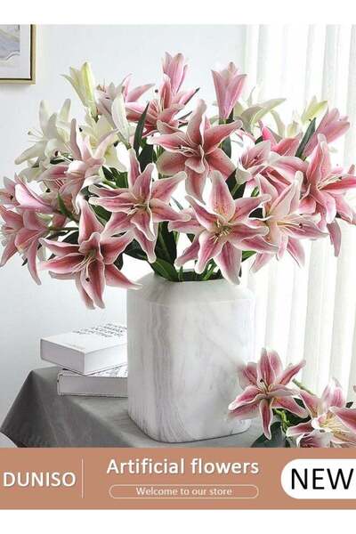 Generic Artifical Lily Flowers, Long Stem Artificial Stargazer Lilies with 2H...