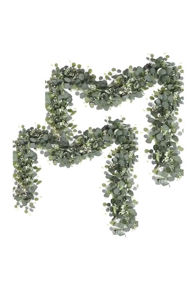 Generic Pack Of 2 Artificial Eucalyptus Garland with White Flowers 180cm Arti...