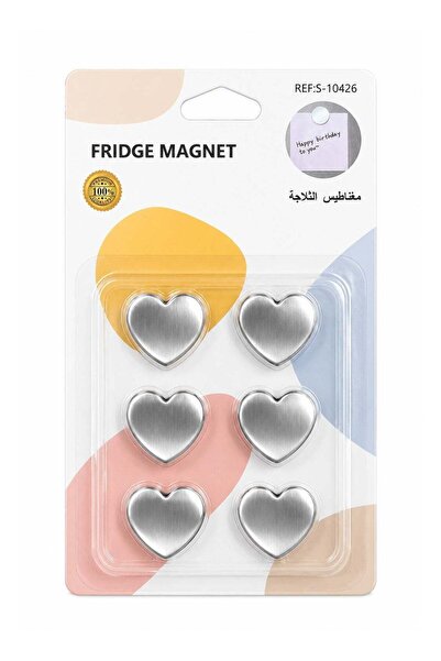 Generic 6 Pcs Heart Fridge Magnets, Shiny Aluminum Cover Magnetic Holders for...