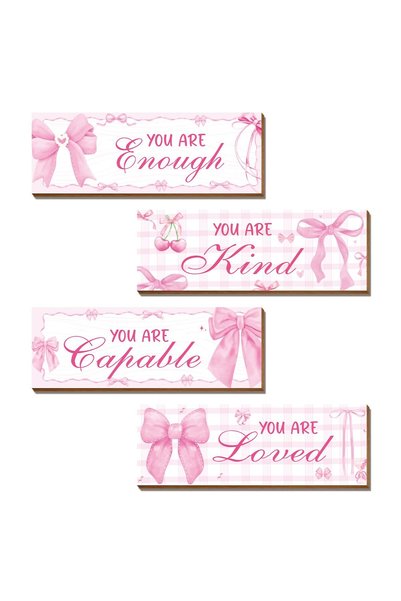 Generic ARS® 4 Pcs Pink Bow Wall Decor - Inspirational Positive Affirmations ...