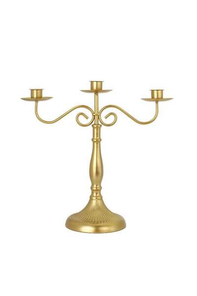 Generic Wrought Iron Three-Headed Candlestick Vintage Ornament