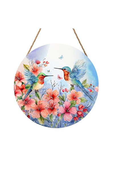 Generic Spring Summer Hummingbird Birds Front Door Sign, Farmhouse Wooden Doo...