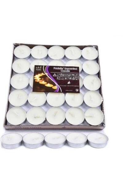 Generic 50 Pack Of 2-Hour Burn Duration Smokeless Tealights Candle Set White ...