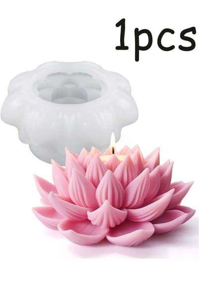 Generic 3D Lotus Candle Mold, Flower Silicone Mould for Scented Candle Soap M...