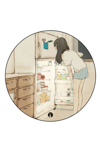 Generic Girl Theme Printed Fridge Magnet Beige/Black/Blue