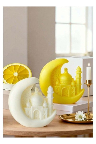 Generic 2PCS Ramadan Crescent Moon Mosque Design Scented Candle Set – Eid Mub...