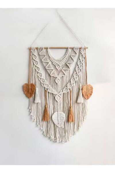 Generic Boho Macrame Wall Hanging Beige Yellow Cotton Handmade Geometric Wove...