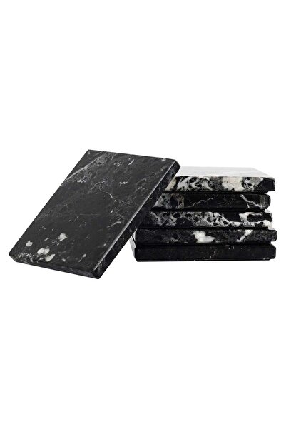 Generic Handmade Black Marble Coasters Set of 6, 3.5 Inch Square Coasters for...