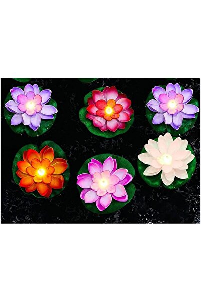 Generic 6 Piece Lotus Flower Floating Candles Water Sensor