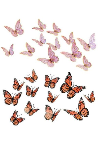 Generic 24 pieces of 3D butterfly wall decorations, 5 sizes of removable wall...