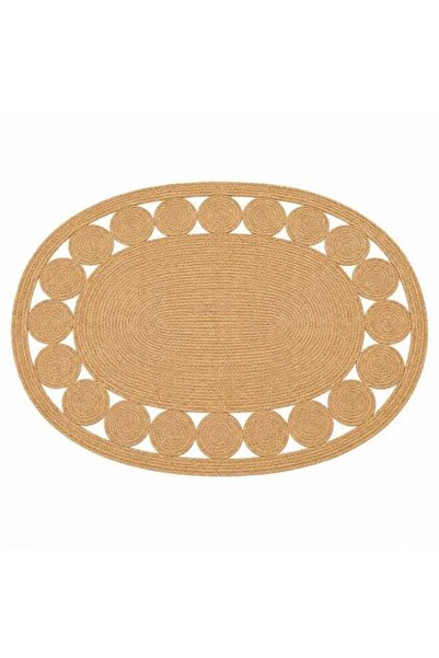 Generic Natural Handwoven Jute & Cotton Oval Area Rug (120 x 80 cm) | Decorat...