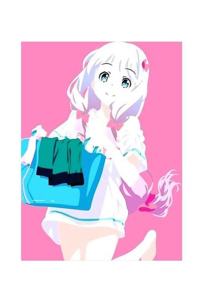 Generic Animated Girl Themed Metallic Plate Pink/White/Blue 20x15cm