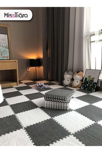 Generic 12-Piece Plush Splicing Floor Mat Eva Foam Square Custom Carpet Villu...