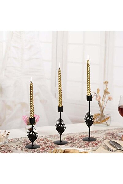 Generic 3 PCS Candlestick Holders Set, Feather shape Candlesticks, Vintage Ca...