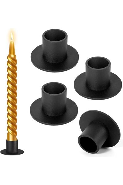 Generic Conical Candlesticks – 2.7cm Black Candle Cups, 5cm Round, 4 Pieces, ...