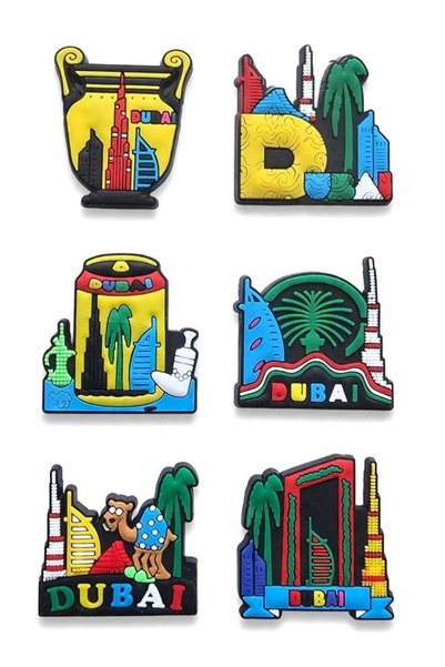 Generic Fridge Magnet Soft rubber 06 pcs PVC Vibrant Colorful Famous Landmarks