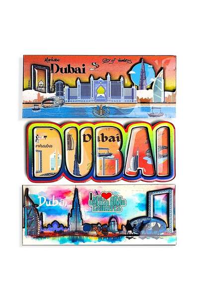 Generic Fridge Magnet Wooden MDF 3 pcs (12×5 cm) Large Size | UAE Souvenir | ...