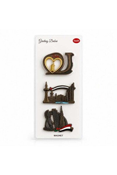Generic Dubai Iconic Landmarks Metallic Souvenir Fridge Magnets- 3pcs